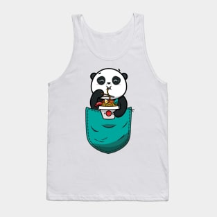 Panda in pocket,Panda eating ramen Tank Top